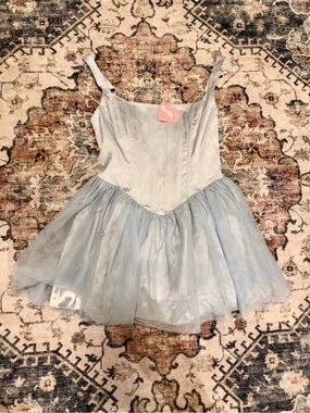 Sugar Thrillz Baby Blue Satin Corset Tulle Mini Dress